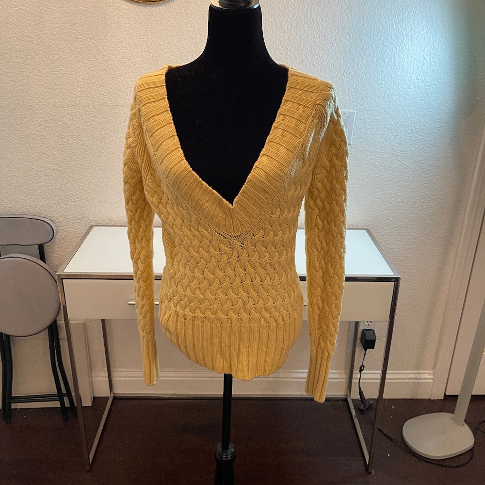 NWOT  BANANA REPUBLIC EXTRA FINE ITALIAN MERINO WOOL V-NECK SWEATER